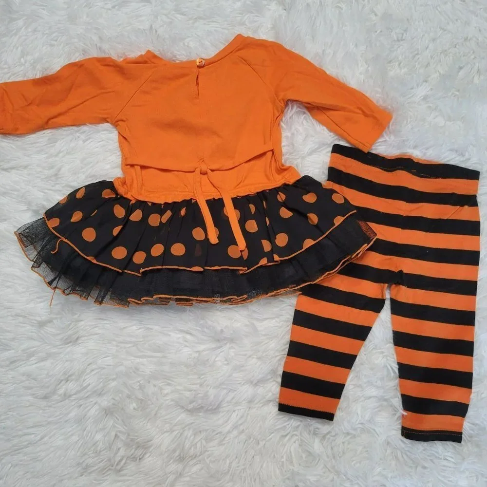 Youngland Baby Girls' Pumpkin Patch Halloween Tutu Dress with Knit Legging - 12M